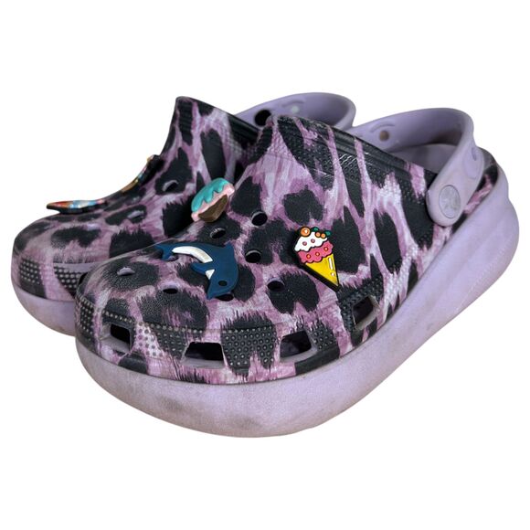 CROCS Cutie Crush Leopard Platform Clogs Youth Kids Size 3 - Picture 1 of 7
